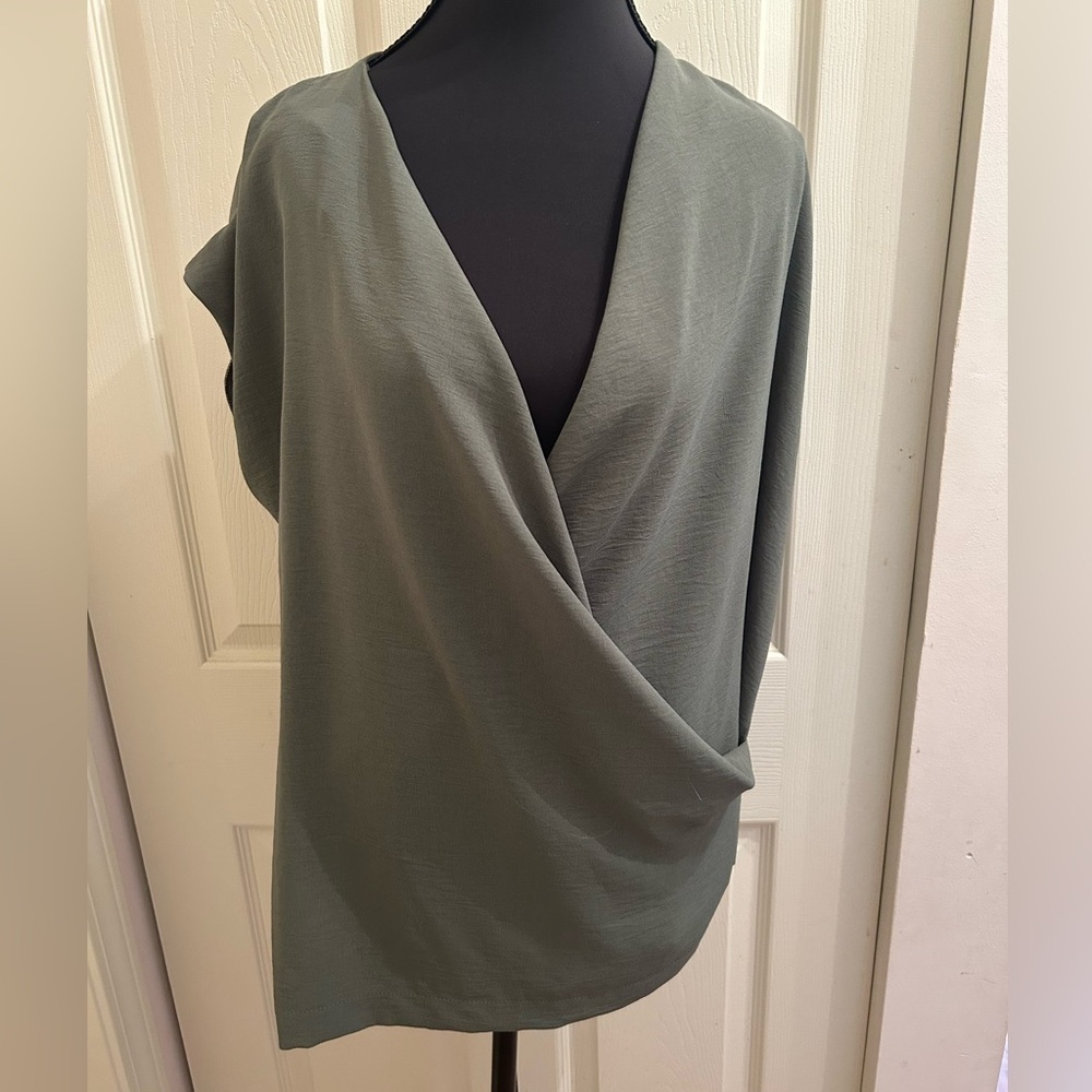 Zara Army Green Wrap Blouse, Size XL - Picture 7 of 7